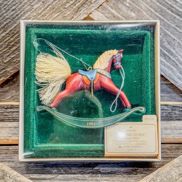1983 Hallmark 3rd in Collectible Series, Rocking Horse, Christmas Ornament-NIB - Picture 1 of 6